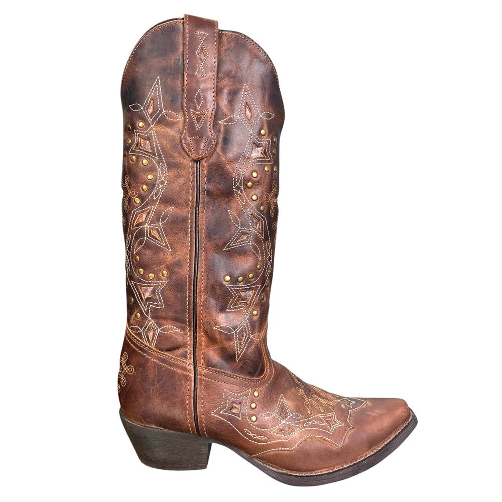 Laredo Women’s Cross Point Brown Leather Western Cowgirl Size US 8.5